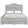vidaXL Bed Frame with Drawer Grey Sonoma 135 x 190 cm Engineered Wood