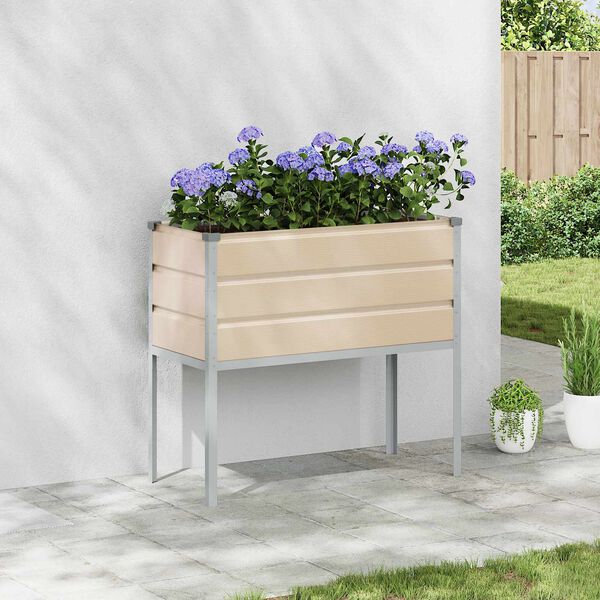 vidaXL Planter Ivory 100 x 45 x 90 cm Galvanised Steel