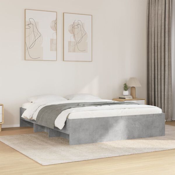 vidaXL Bed Frame without Mattress Concrete Grey 150x200cm Engineered Wood