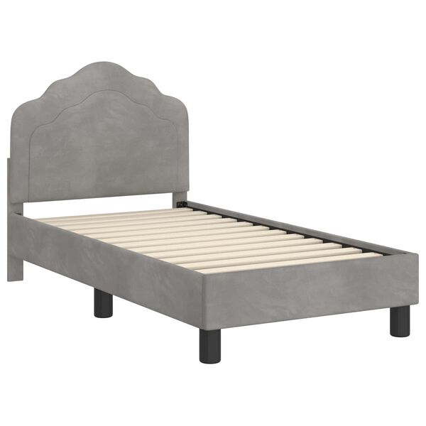 vidaXL Toddler Bed Frame with Headboard Light Grey 70 x 140 cm Velvet