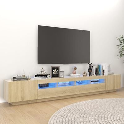 vidaXL TV Cabinet with LED Lights Sonoma Oak 260x35x40 cm