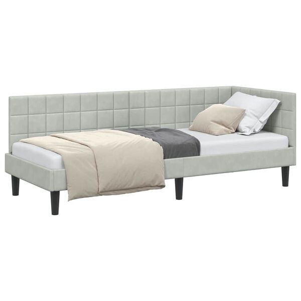 vidaXL Corner Bed Frame with Headboard Light grey 80 x 200 cm Velvet