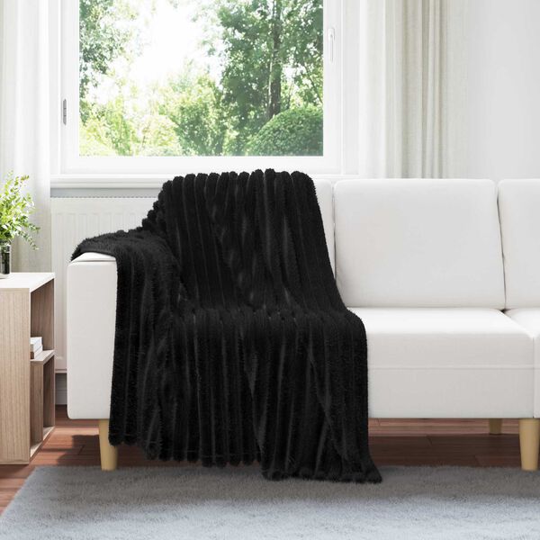 vidaXL Throw Blanket Black 150 x 130 cm Fleece