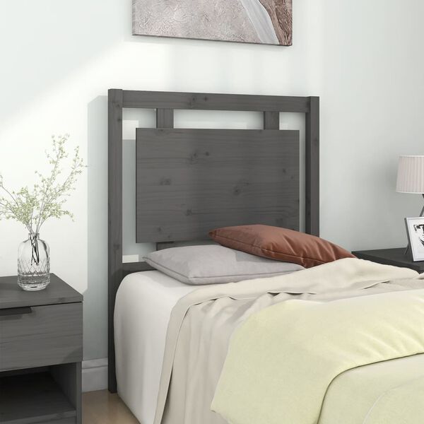 vidaXL Bed Headboard Grey 80.5x4x100 cm Solid Pine Wood