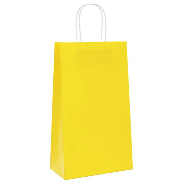 vidaXL Paper Bags 250 pcs with Handles Yellow 21x11x36 cm