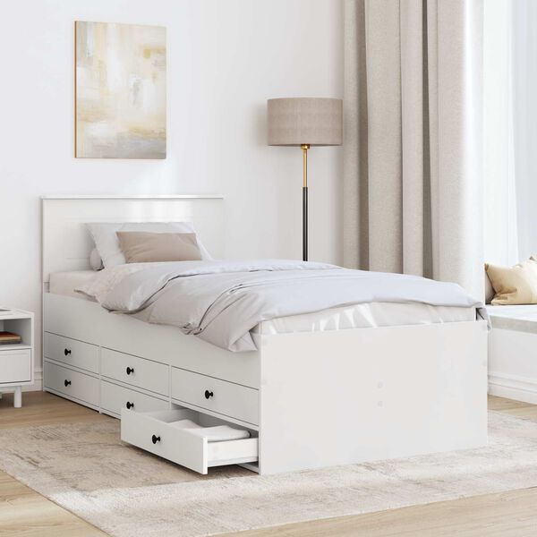 vidaXL Daybed with Drawer White and Black 90 x 200 cm Engineered Wood