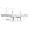 vidaXL Metal Bed Frame without Mattress with Footboard White 120x190cm