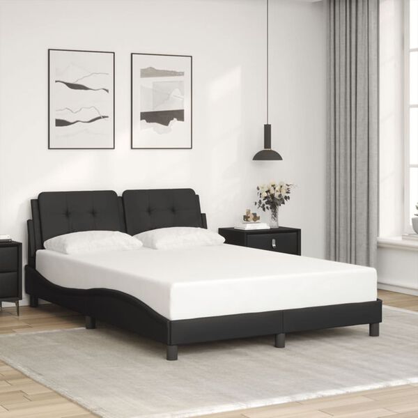 vidaXL Bed Frame without Mattress "Zadar" Black 140x200 cm Faux Leather