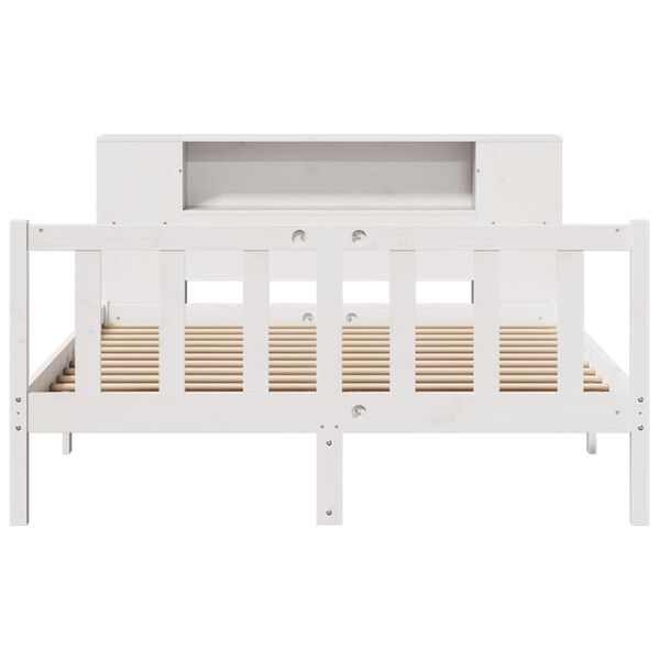 vidaXL Bookcase Bed without Mattress White 135x190 cm Double Solid Wood Pine