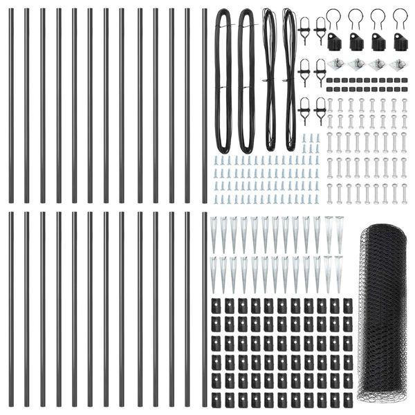 vidaXL Fence Post Grey 50 x 0.6 m (25 mm mesh) Steel and PVC
