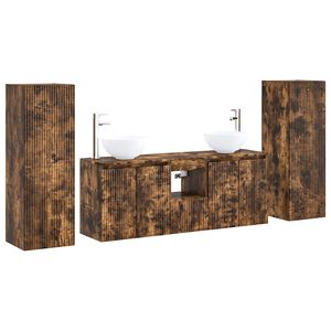 vidaXL Bathroom Furniture Set 5 pcs Smoked Oak 33 x 34.5 x 100 cm