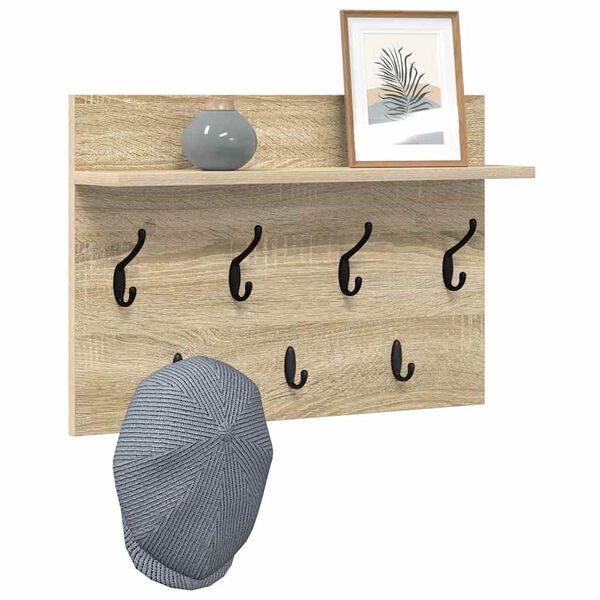 vidaXL Wall-Mounted Coat Rack with Shelf Sonoma Oak 60 x 40 x 12 cm