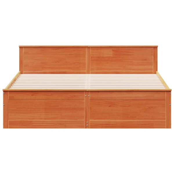 vidaXL Bed Frame without Mattress with Headboard Wax Brown 180x200 cm Super King Solid Wood Pine