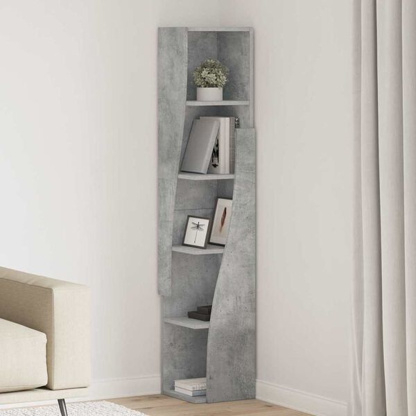 vidaXL Corner Cabinet Concrete Grey 27.5x27x140cm Engineered Wood