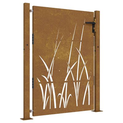 vidaXL Garden Gate 105x155 cm Corten Steel Grass Design