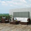 vidaXL 6 Piece Garden Lounge Set with Cushions Poly Rattan Brown