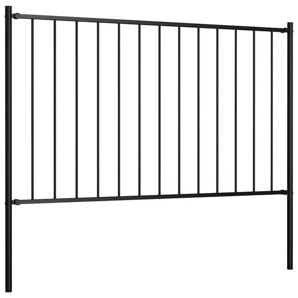 vidaXL Fence Panel Woerden with Posts Steel 1.7x1.25 m Black
