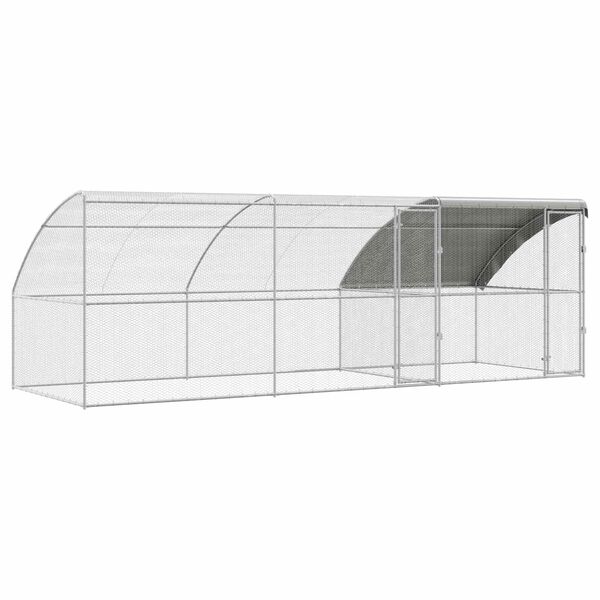 vidaXL Chicken Cage 3 pcs Silver 600 x 200 x 200 cm Steel and PE
