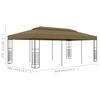 vidaXL Garden Gazebo 6x3x2.7 m Taupe 180 g/m&sup2;