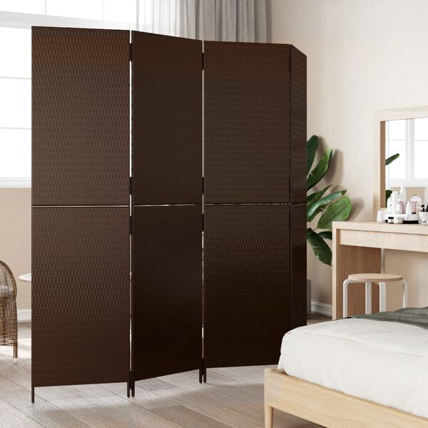 vidaXL Room Divider 4 Panels Brown Poly Rattan