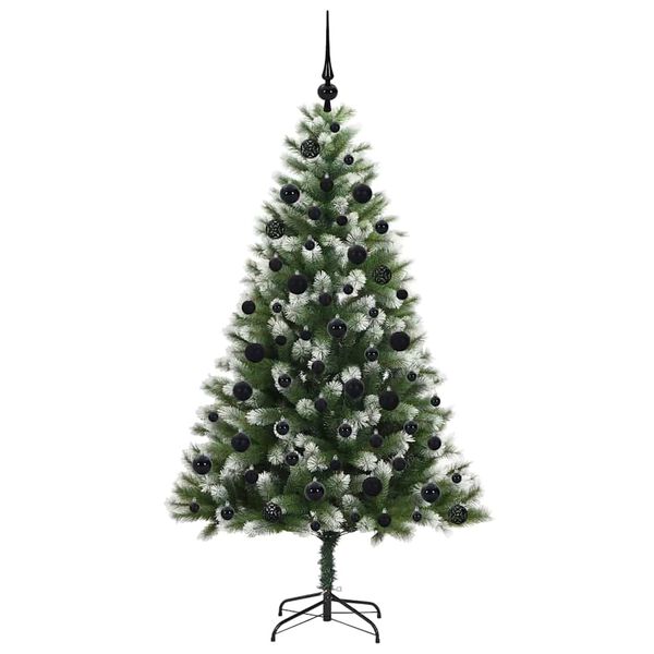 vidaXL Artificial Hinged Christmas Tree with Flocked Snow 180 cm