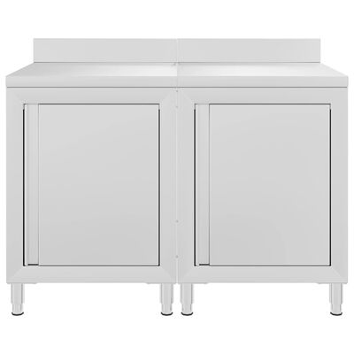 vidaXL Commercial Work Table Cabinet 120x60x96 cm Stainless Steel