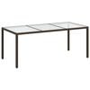 vidaXL Garden Table Brown 190x90x75 cm Tempered Glass and Poly Rattan