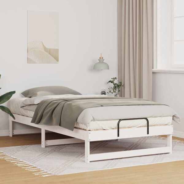 vidaXL Bed Frame White 100 x 210 cm Solid Pine Wood