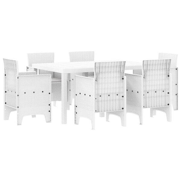 vidaXL Garden Dining Set 7 pcs White Polt rattan