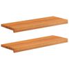 vidaXL Stair Treads 2 pcs 80 x 25 x 2 cm Light Brown Solid Beech Wood