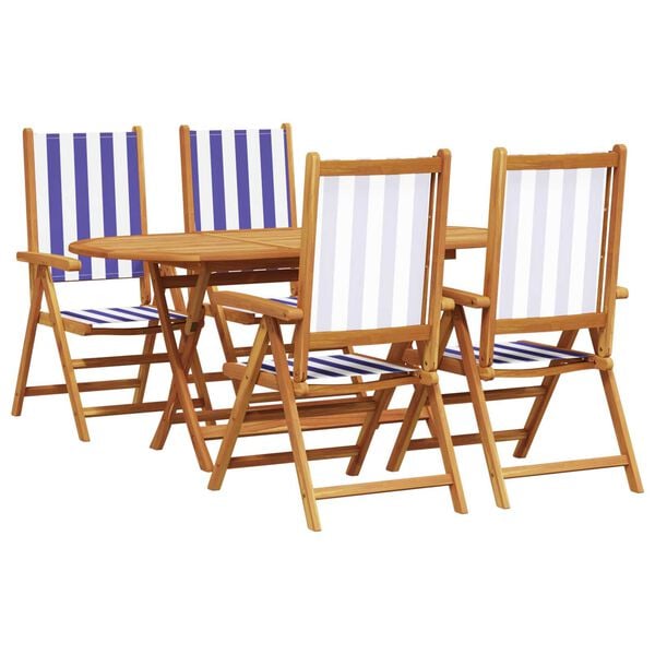 vidaXL Garden Dining Set 5 pcs Blue and white Solid acacia wood