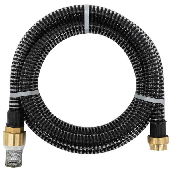 vidaXL Suction Hose with Brass Connectors Black 1.1" 5 m PVC
