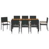vidaXL Garden Dining Set 9 pcs Black Poly Rattan