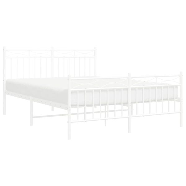 vidaXL Metal Bed Frame without Mattress with Footboard White 140x200cm