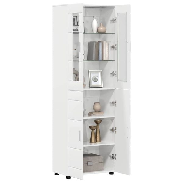 vidaXL Highboard with Shelf FLORIN High Gloss White 60 x 35 x 182 cm