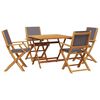 vidaXL 5 Piece Garden Dining Set Anthracite Fabric and Solid Wood