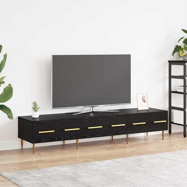 vidaXL TV Cabinet Black Oak 150 x 36 x 30 cm Engineered Wood