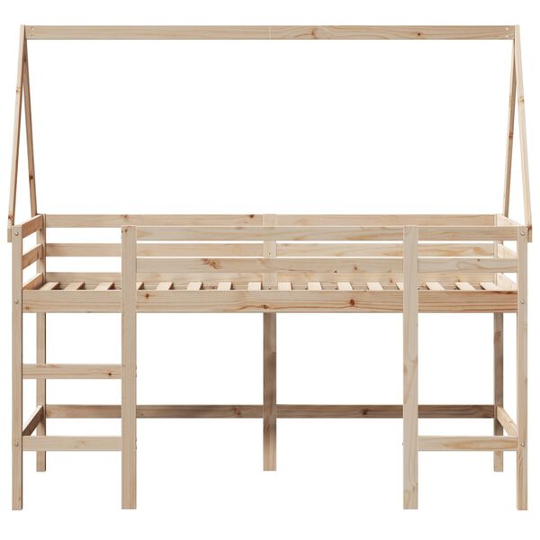 vidaXL Loft Bed with Ladder and Roof without Mattress 90x190 cm Single