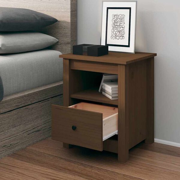 vidaXL Bedside Cabinet Honey Brown 40x35x49 cm Solid Wood Pine