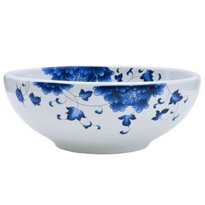 vidaXL Countertop Basin White and Blue Round &Phi;41x14 cm Ceramic