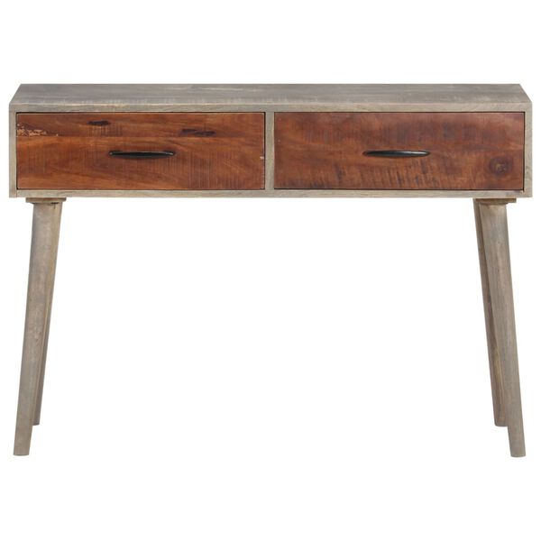 vidaXL Console Table Grey 110x35x75 cm Solid Rough Mango Wood