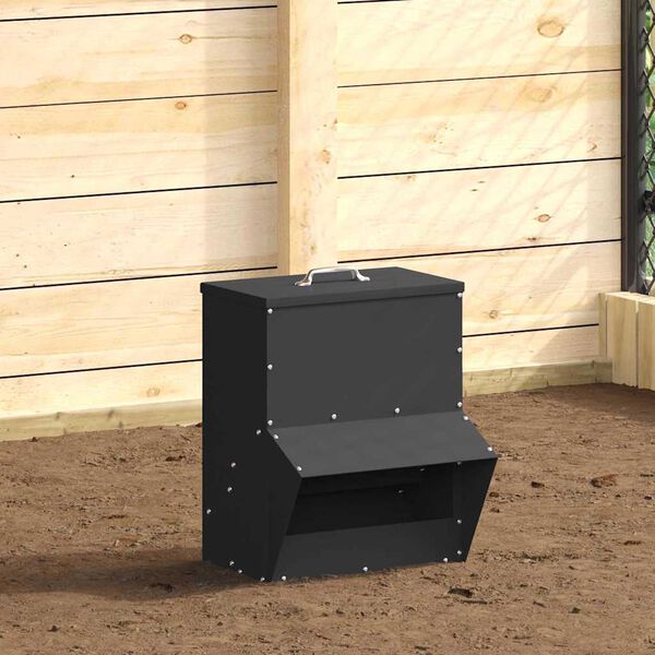 vidaXL Chicken Feeder Black 35 x 30.5 x 43.5 cm Cold-Rolled Steel