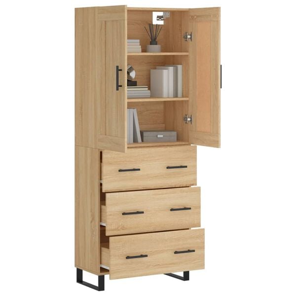 vidaXL Highboard Sonoma Oak 69.5x34x180 cm Engineered Wood