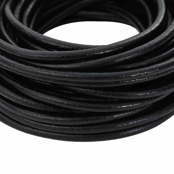 vidaXL Leather Cord Black &Oslash;4 mm x 50 m Leather