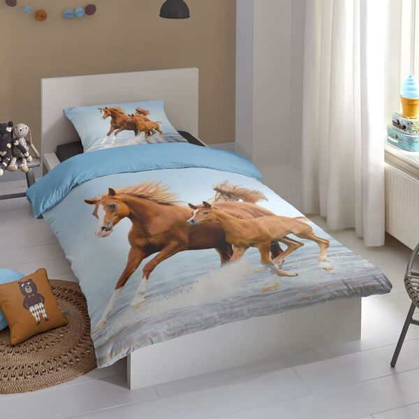 Good Morning Kids Duvet Cover FREE 140x200/220 cm Brown and Blue