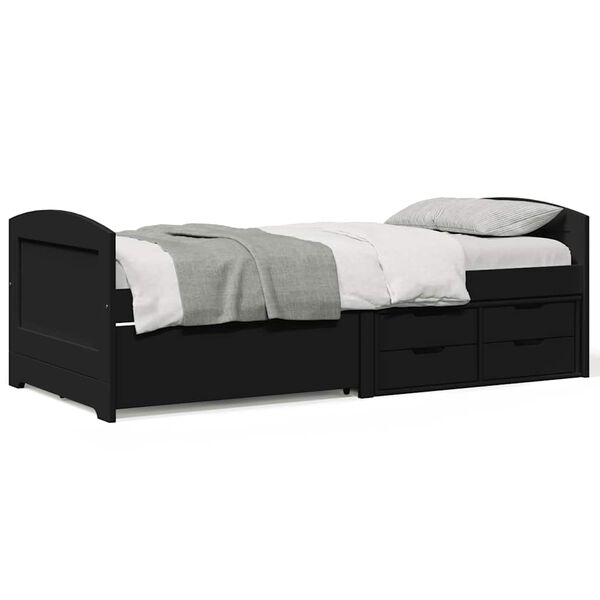 vidaXL Day Bed with 5 Drawers without Mattress IRUN Black 90x200 cm