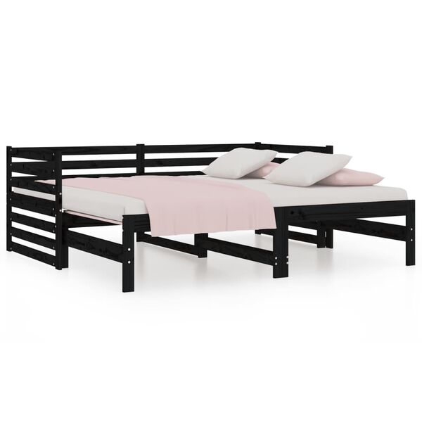 vidaXL Pull-out Day Bed without Mattress Black 2x(80x200)cm
