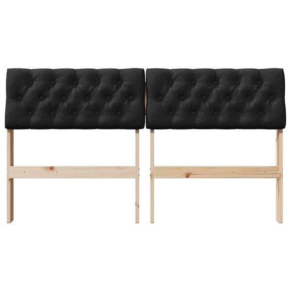 vidaXL Upholstered Headboard Black 160 cm Solid Pine Wood