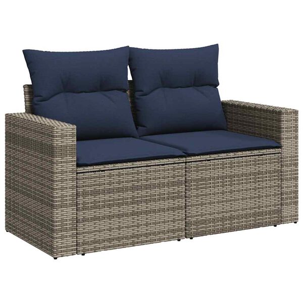 vidaXL 6 Piece Garden Sofa Set with Cushions Grey Poly Rattan Acacia