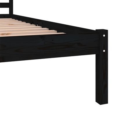vidaXL Bed Frame Solid Wood Pine 75x190 cm Small Single Black